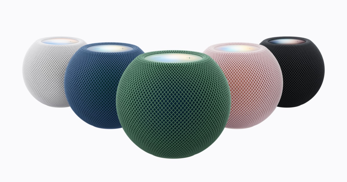 HomePod mini 2の5色のラインアップ